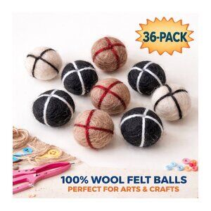 Dimensions Crafts Needle Felting Wool Felt Balls 36 Pack 1/2” Brown Black White